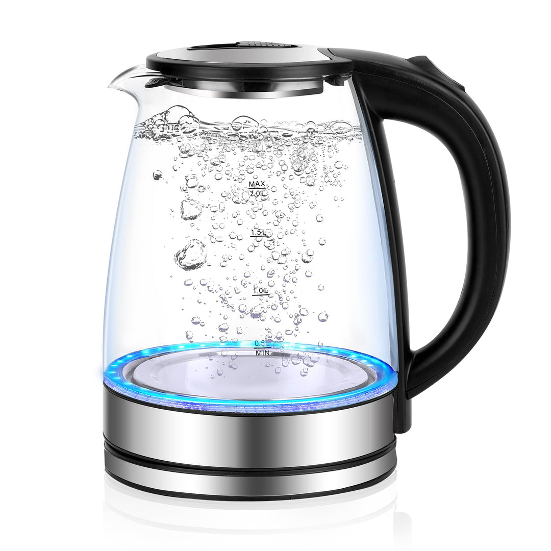 Glas Wasserkocher 2,0 liter, 2300w, BPA-frei, LED Beleuchtung, Schnelles Kochen,Wasserkocher aus Bor