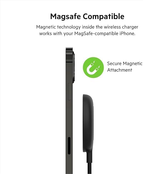Belkin MagSafe ladegerät, Magnetisches Kabelloses Ladegerät (mit 2-m-Kabel, für die iPhone 14 Serie,