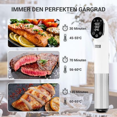 LEBENLANG 1200W Sous Vide Stick - Mit App-Steuerung I Edelstahl Su Vide Garen mit Timer für Fleisch