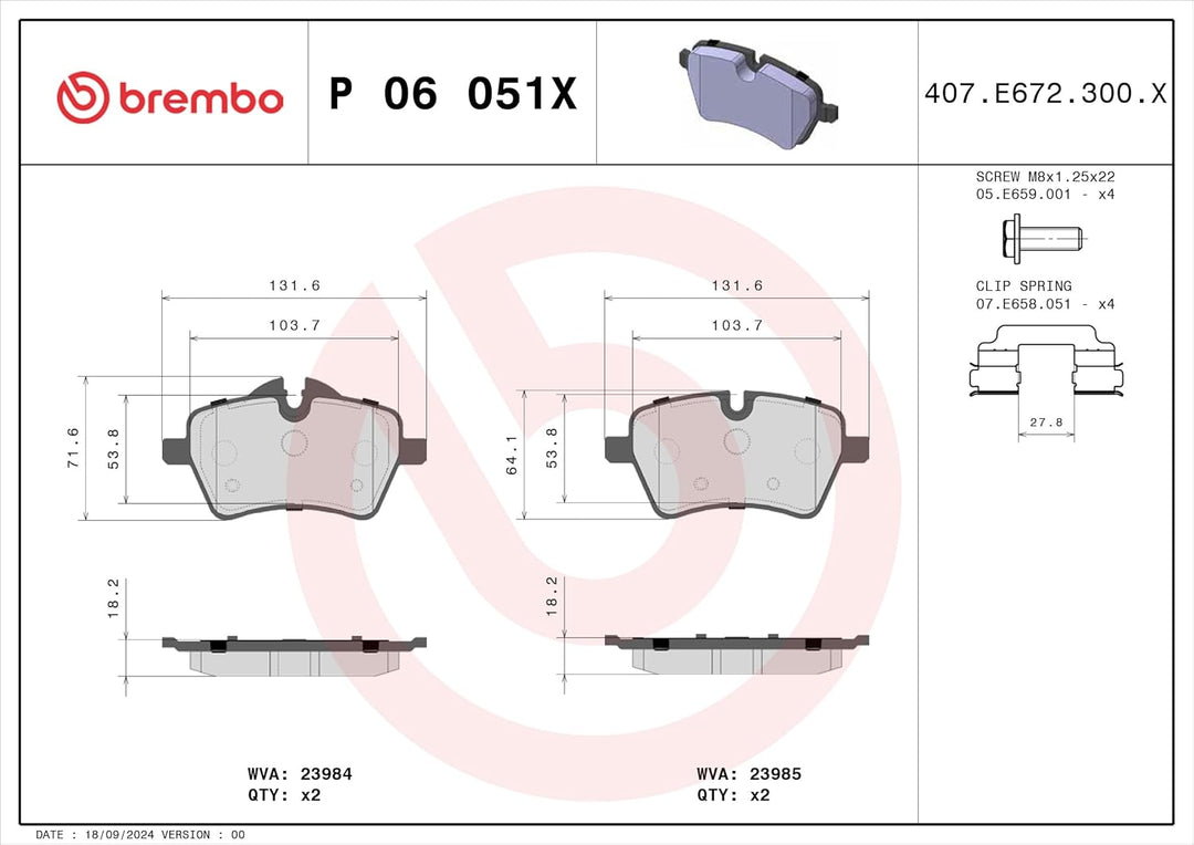 BREMBO P 06 051X Bremsbeläge