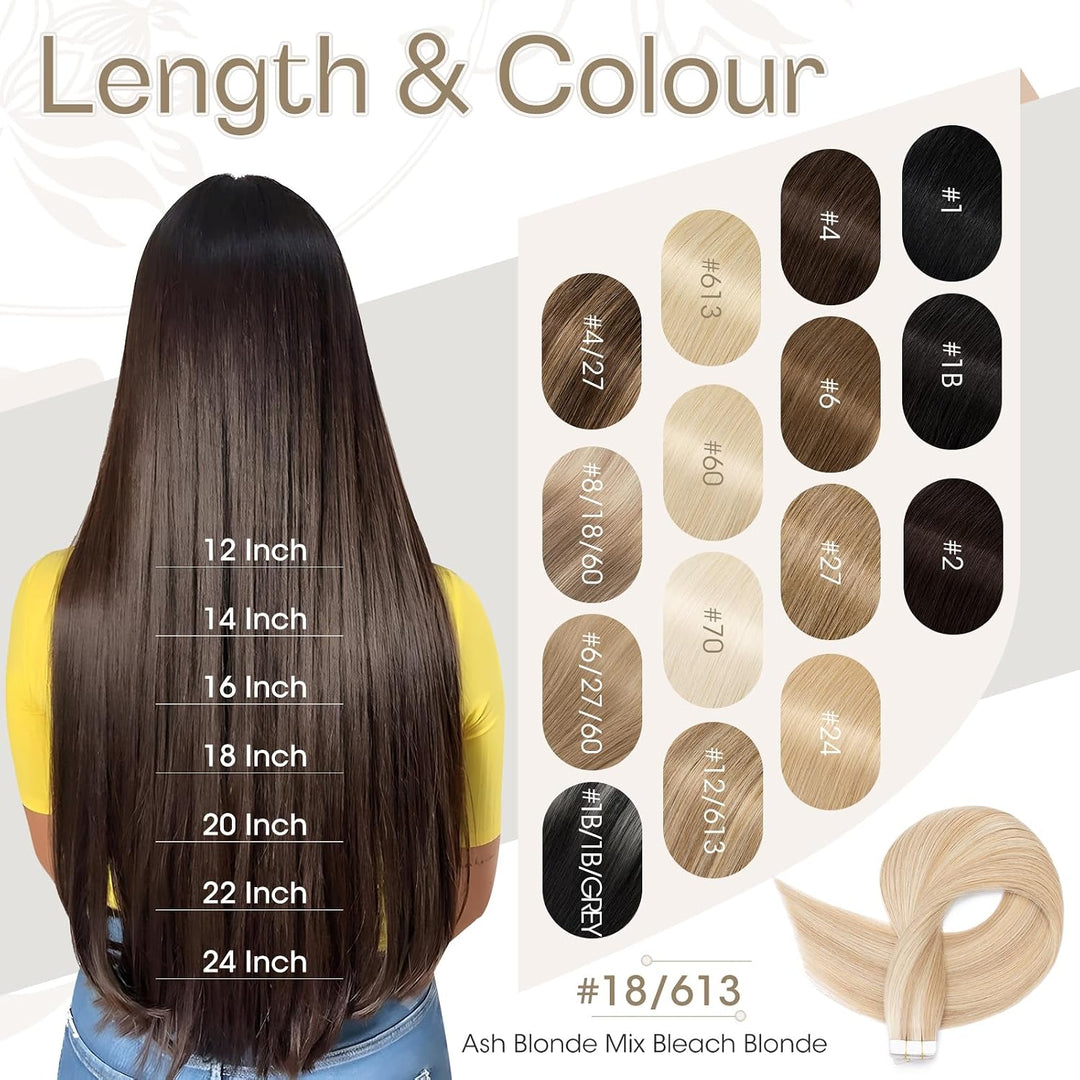 Elailite Tape Extensions Haarverlängerung - Invisible Tape Extensions Echthaar - Remy Real Human Hai