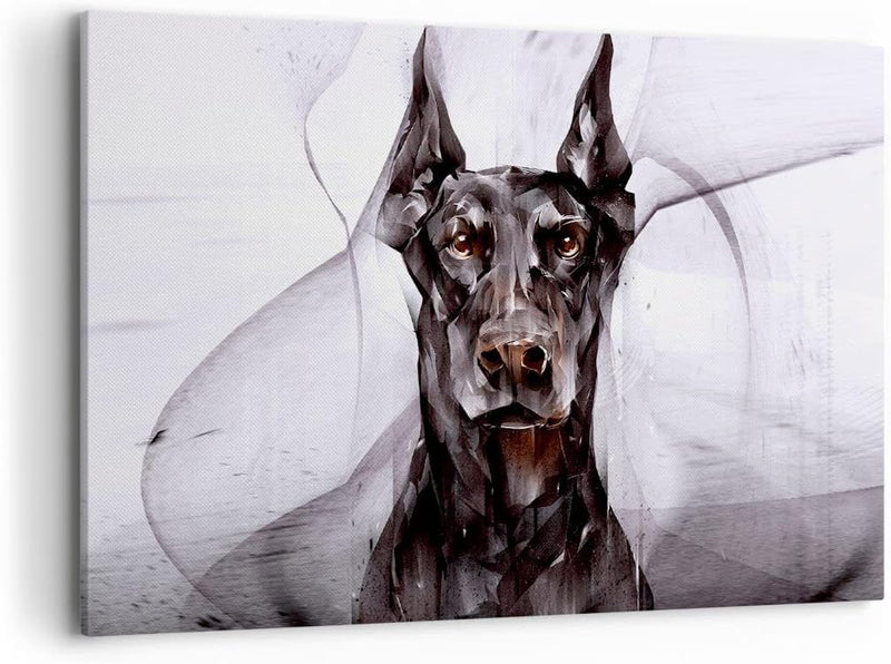 Bilder auf Leinwand 100x70cm Leinwandbild mit Rahmen Hund Abstraktion Gross Wanddeko Bild Schlafzimm