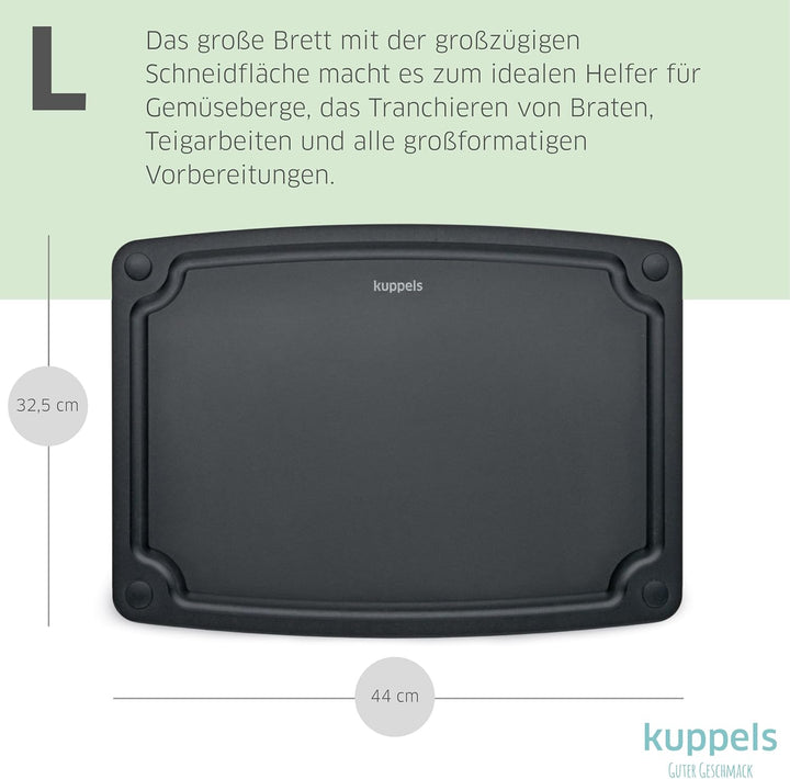 Kuppels NERO Holzfaser Schneidebrett ohne Plastik Gross, Küchenbrett mit Saftrille und Silikonfüssen