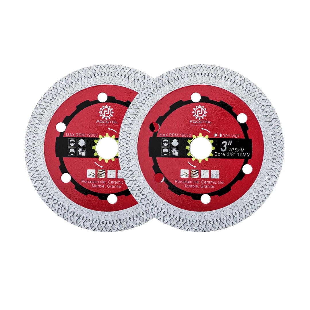 FOCSTOL Diamant Trennscheibe - 2 Stück 75mm Fliesentrennscheibe für Porzellan Keramikfliesen Marmor