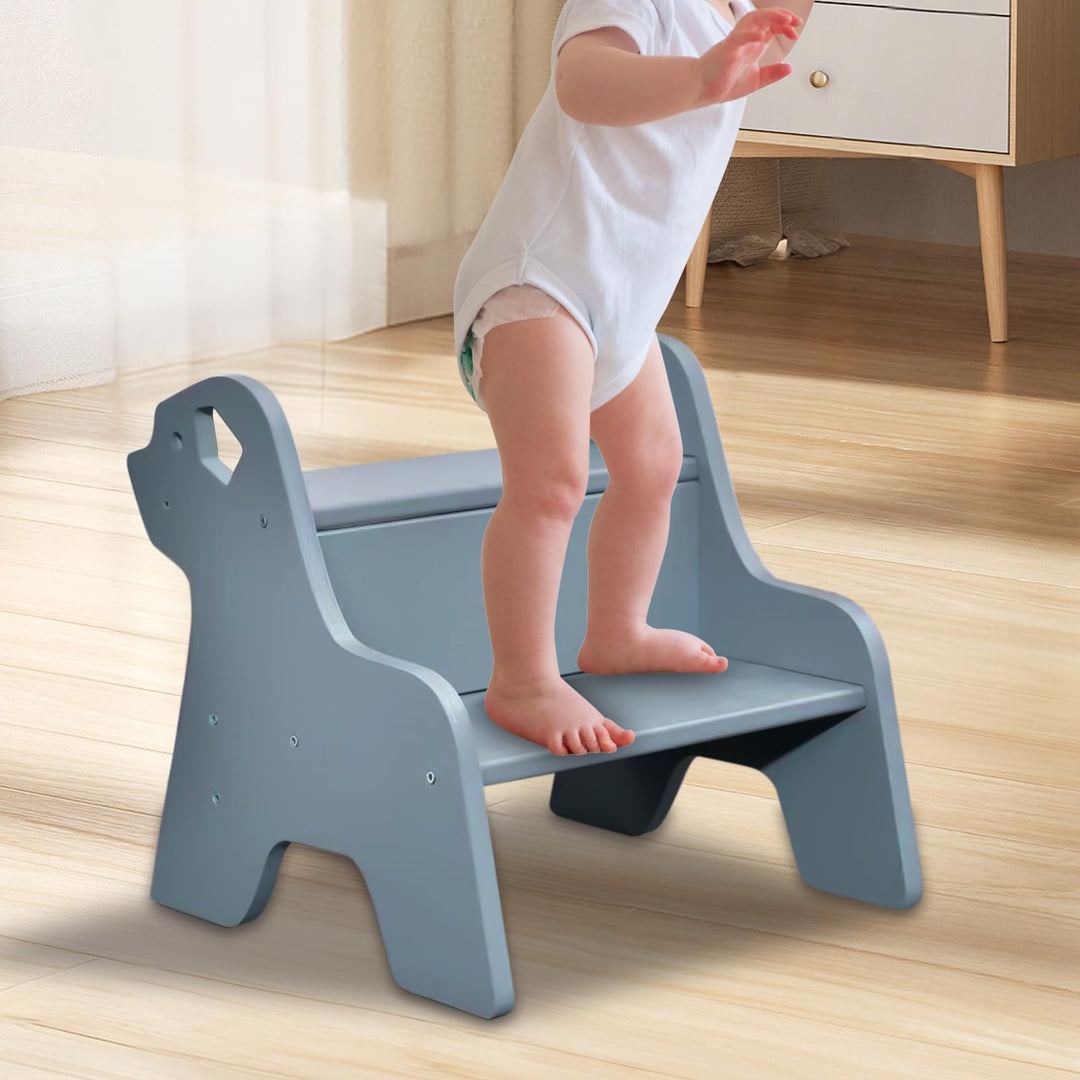 Tritthocker für Kinder - 2-Stufig Hocker Kinderschemel, mit Antirutschmatte und Griff, Multifunktion