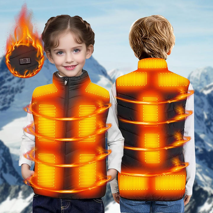2024 Neu Beheizbare Weste Kinder Sale, Beheizbare Jacke mit 13 Heizzonen für Jungen Mädchen, 3 Einst