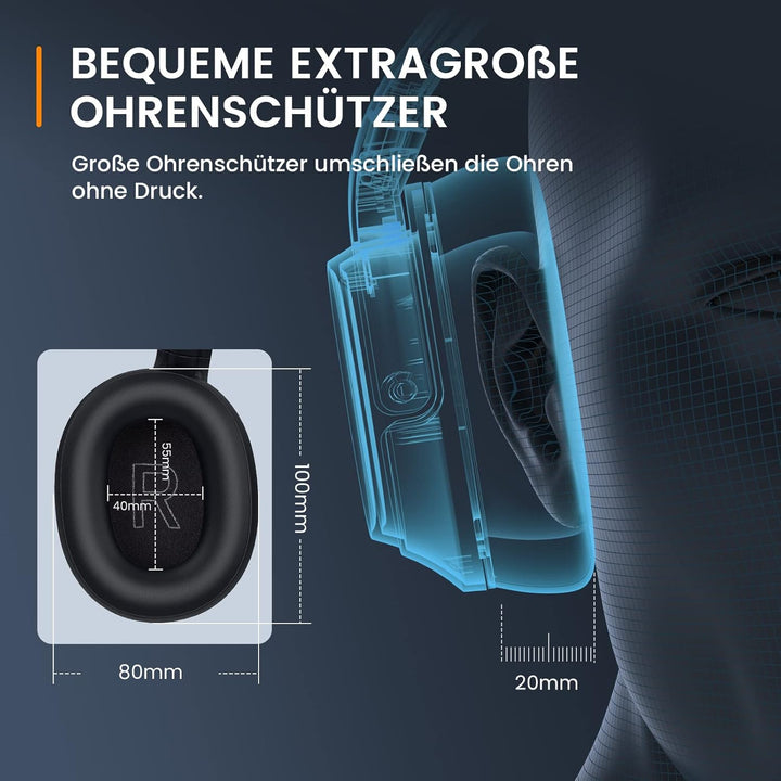 EKSA H6 Bluetooth Headset mit Mikrofon & USB Dongle [Bis zu 55 Stdn & 10 Meter Reichweite] Wireless