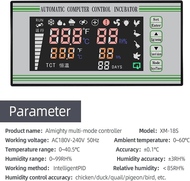 PAIDUOJI Digitaler Thermostat, multifunktional, für Inkubator von Eiern, kleine Grösse xm-18 (XM-18S