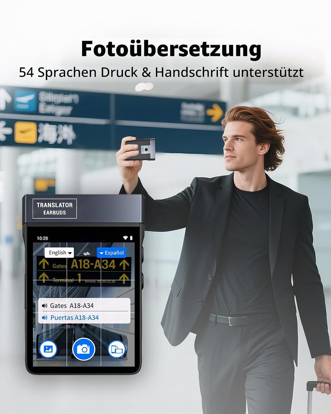 Anfier A9 KI Übersetzer Kopfhörer Testsieger 4G Anrufe &amp; Hotspot Freigabe, Echtzeit Sprachübersetzer