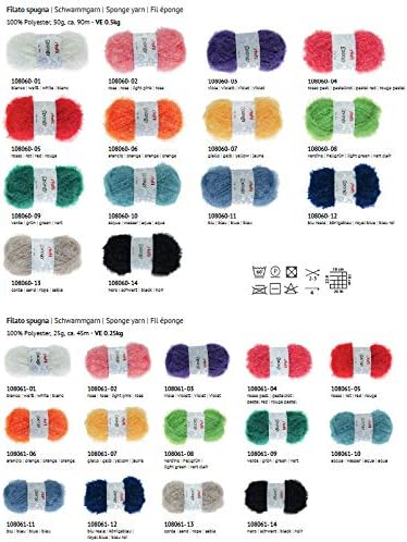 Stafil Spongy Garn Häkelset: 12 unterschedliche Farben Spongy Schwammgarn und Anleitungsbuch Kreativ