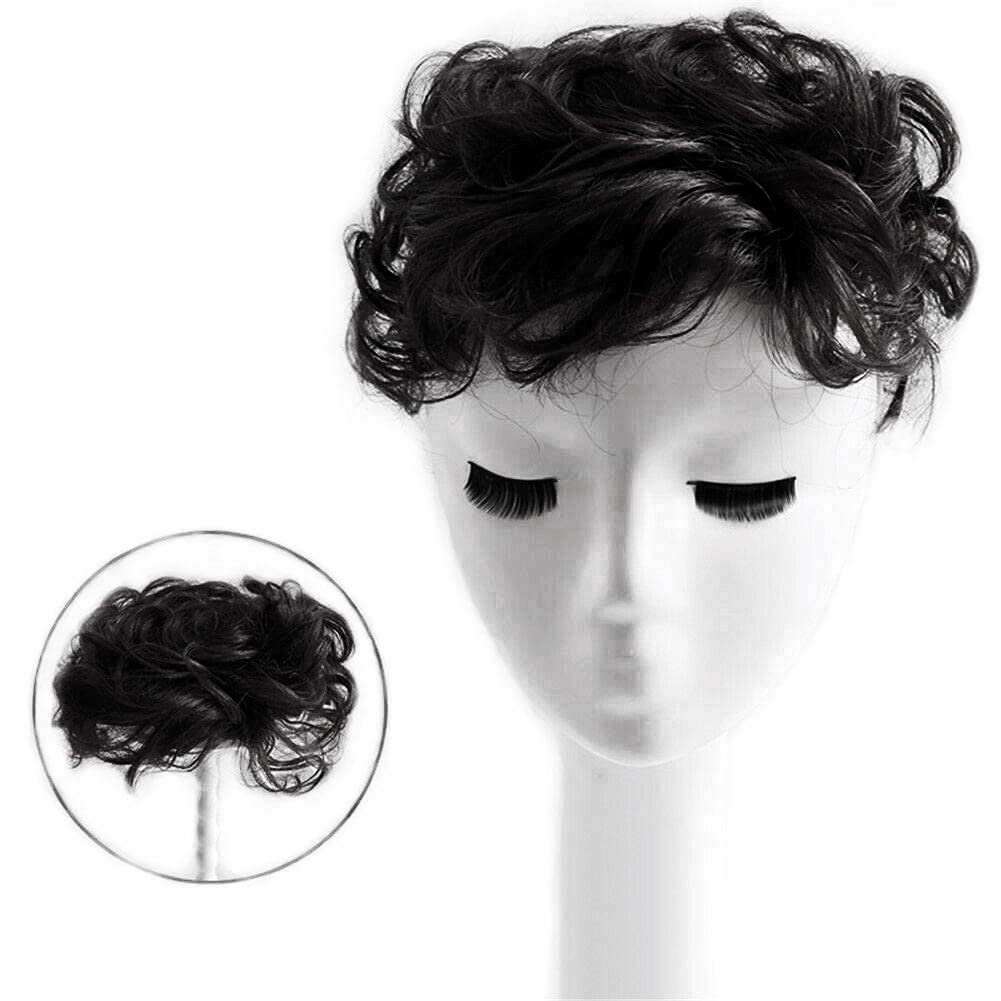 EREE HAIR Kurze, lockige Echthaar-Topper, 11,9 x 12,7 cm, Topper, Haarverlängerung, gewellt, Toupet,