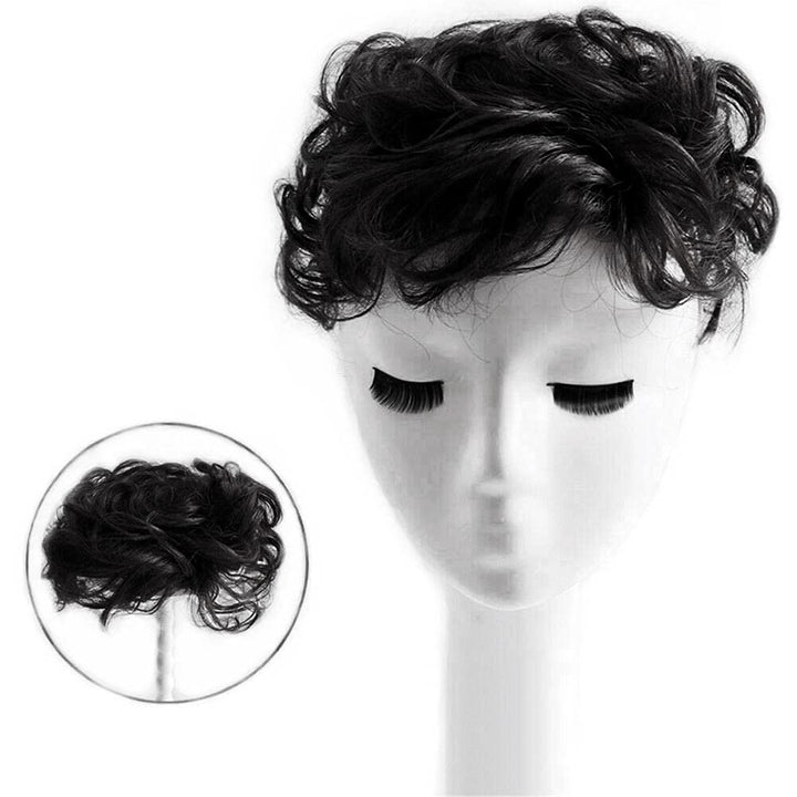 EREE HAIR Kurze, lockige Echthaar-Topper, 11,9 x 12,7 cm, Topper, Haarverlängerung, gewellt, Toupet,