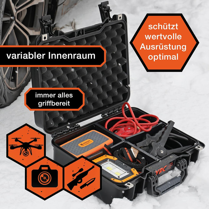 YPC Xplorer Case M – 40cm x 33cm x 16,5cm Outdoor Case, Sortierkoffer wasserdicht, Kamera Koffer Har