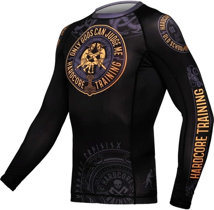 Hardcore Training Herren Manner Rashguard Kompression Lange Armel Jiu Jitsu MMA No-Gi Enge BJJ Grapp