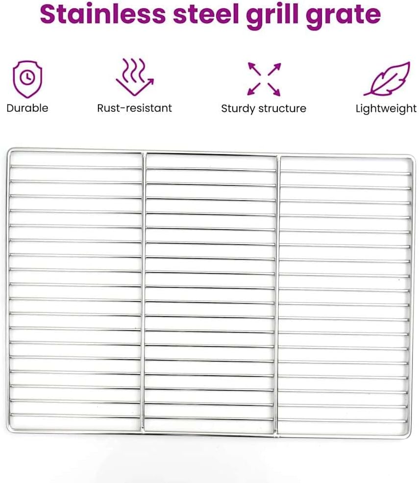 vidaXL Grillrost Silber 50 x 35 cm Edelstahl, Garten und Terrasse, Rechteckiges Edelstahl-Rost, mode