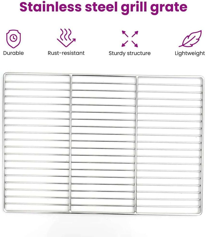 vidaXL Grillrost Silber 50 x 35 cm Edelstahl, Garten und Terrasse, Rechteckiges Edelstahl-Rost, mode