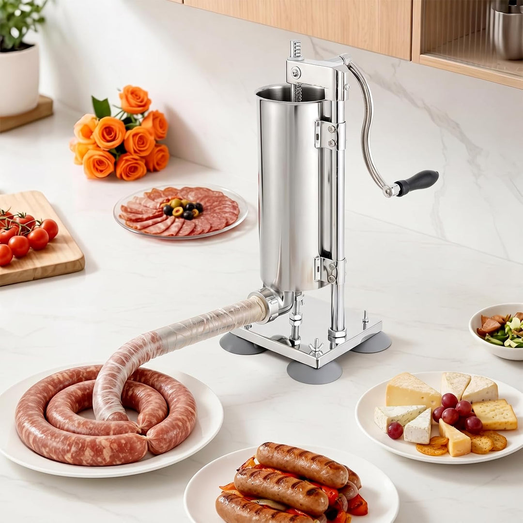 3L Manueller Wurstfüller, Edelstahl vertikale Wurstmaschine | Fleischfüllung Küche Machine Verpackt