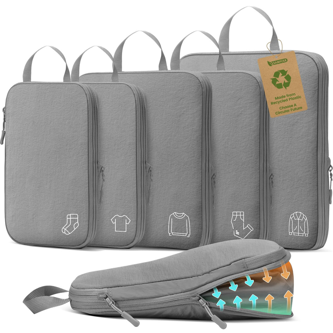 Koffer Organizer Packing Cubes Compression für Koffer und Rucksack, Nylon Packwürfel Organizer Set,T