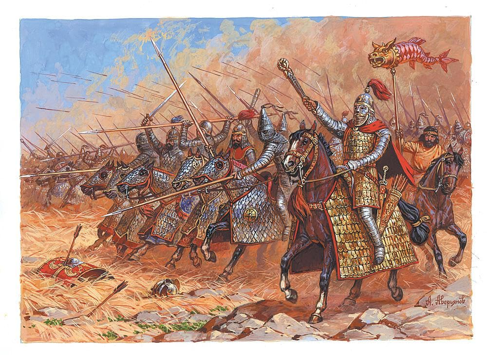 Zvezda 500788067 1:72 Cataphracts II B.C. -III A.D, Modellbausatz,Plastikbausatz, Bausatz zum Zusamm