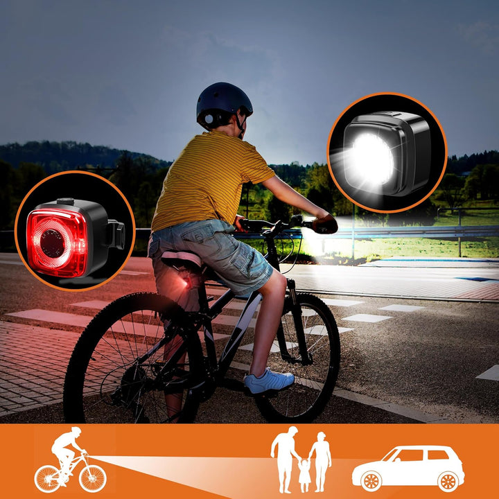 Fahrradlicht Set,IPX5 Wasserdicht Frontfahrrad Lampe Rücklicht Fahrrad licht,USB Typ-C Wiederaufladb