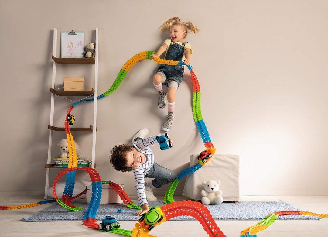 Smoby – FleXtreme Schienen-Erweiterung – 72 Schienen für Flextreme Starter-Set, Rennbahn für Autos,
