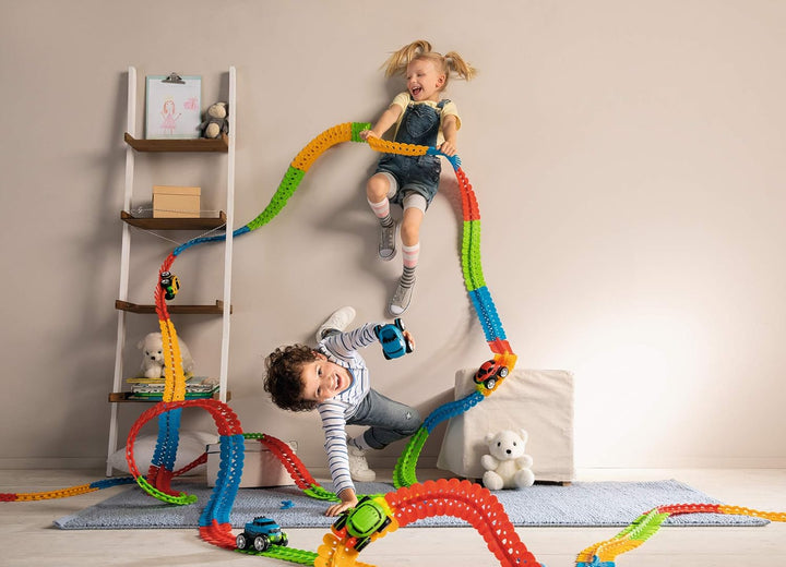 Smoby – FleXtreme Schienen-Erweiterung – 72 Schienen für Flextreme Starter-Set, Rennbahn für Autos,