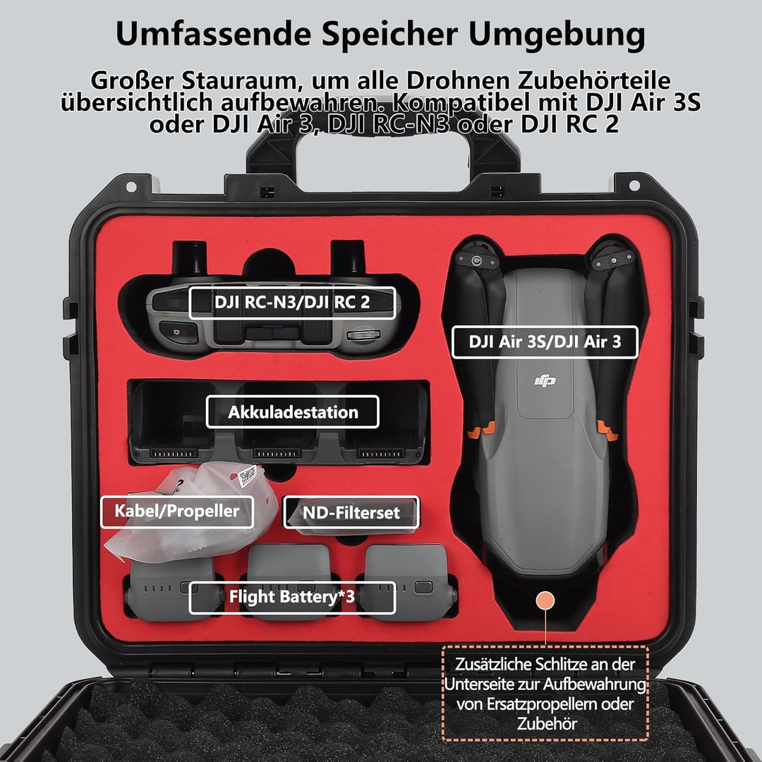 Professioneller Koffer für DJI Air 3S und DJI Air 3 Fly More Combo Wasserdicht Tasche Koffer Case fü