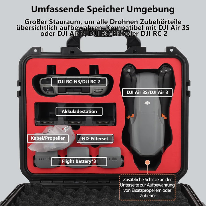 Professioneller Koffer für DJI Air 3S und DJI Air 3 Fly More Combo Wasserdicht Tasche Koffer Case fü