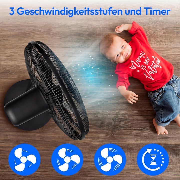 MEDION P21 SF Standventilator mit Fernbedienung (Ventilator leise, 3 Modi Schlafmodus Natur Oszilier