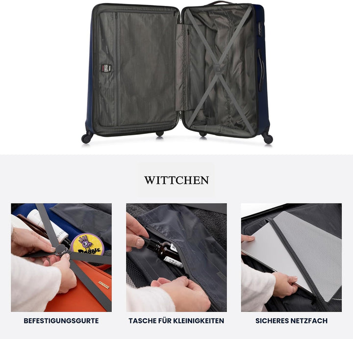 WITTCHEN Globe Line Grosser Koffer Trolley Reisekoffer aus ABS Hartschale 4 Rollen Zahlenschloss | G