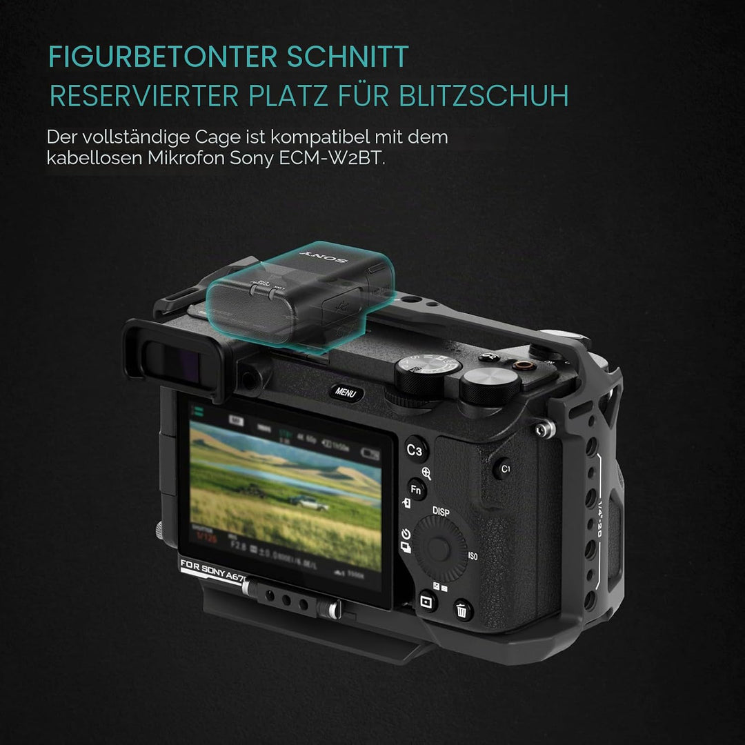 Tilta A6700 Cage, Kamerakäfig Kompatibel mit Sony a6700 mit Arca Grundplatte und HDMI Kabelklemme -