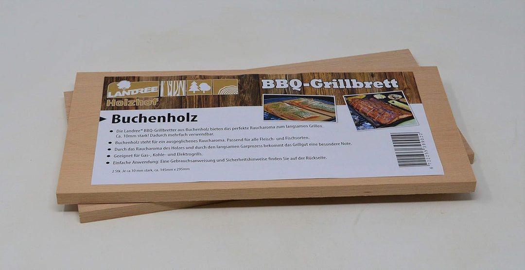 Landree® BBQ Buche Grillbrett Räucherbrett Planks Set 2Stk mehrfach verwendbar (!) (Buche), Buche