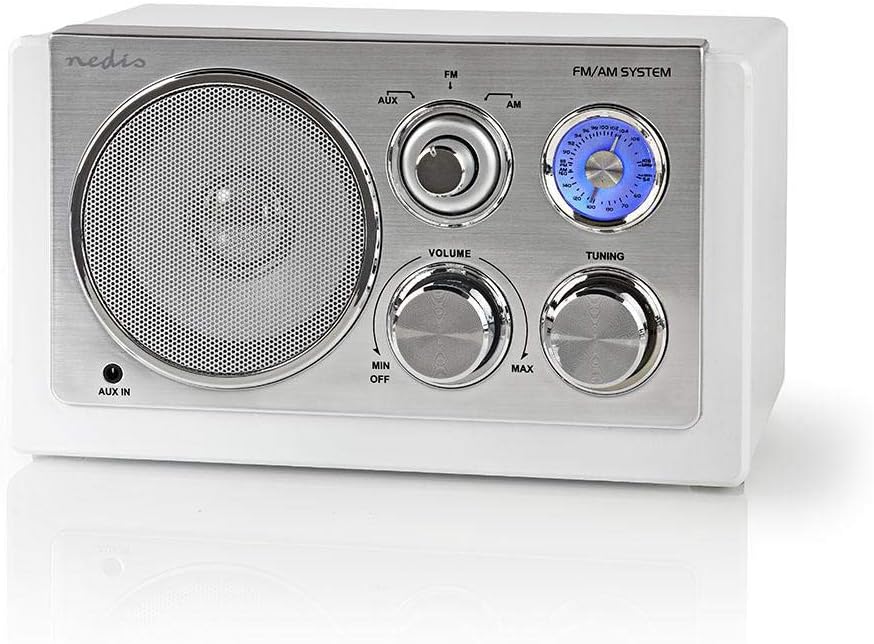 Nedis - UKW-Radio - 9 W - Analoges Tuning - Retro-Design - AUX-Eingang - Abstimmreglers - Antenne -