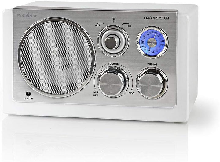 Nedis - UKW-Radio - 9 W - Analoges Tuning - Retro-Design - AUX-Eingang - Abstimmreglers - Antenne -