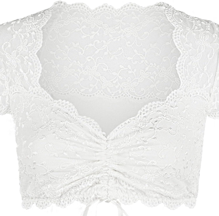 Nina von C. Spitzen Damen Dirndlbluse Valeska 48462971 - Weiss - Zauberhafte halbtransparente Tracht
