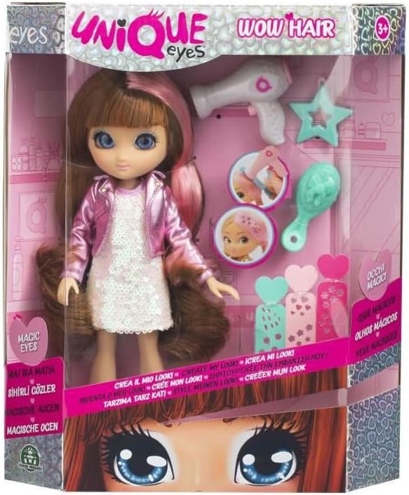UNIQUE EYES, Puppe 25 cm – Sophia, mit Blick auf die Augen, mit magischen Haaren, Spielzeug für Kind