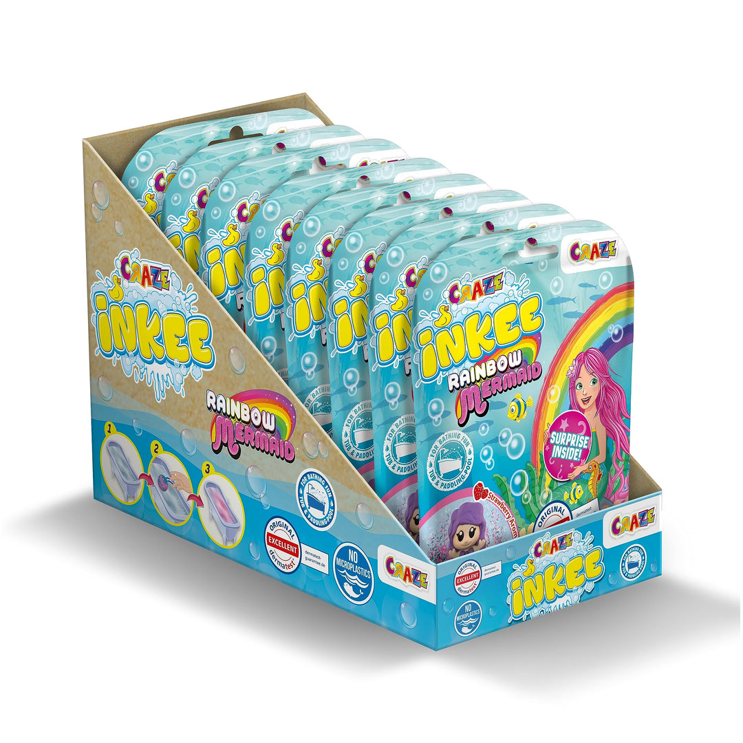 INKEE MERMAID | 8er Set Kinder Badekugeln mit Meerjungfrau Saugnapf Figuren, Badebomben mit Überrasc