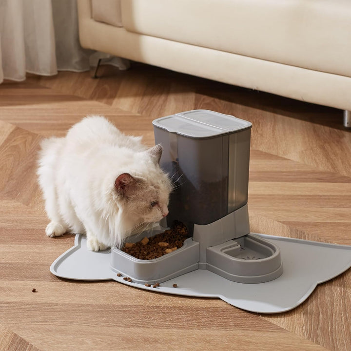 Automatischer 2-in-1 Futterautomat für Haustiere, Abnehmbarer Futter und Wasserspender für Katzen un