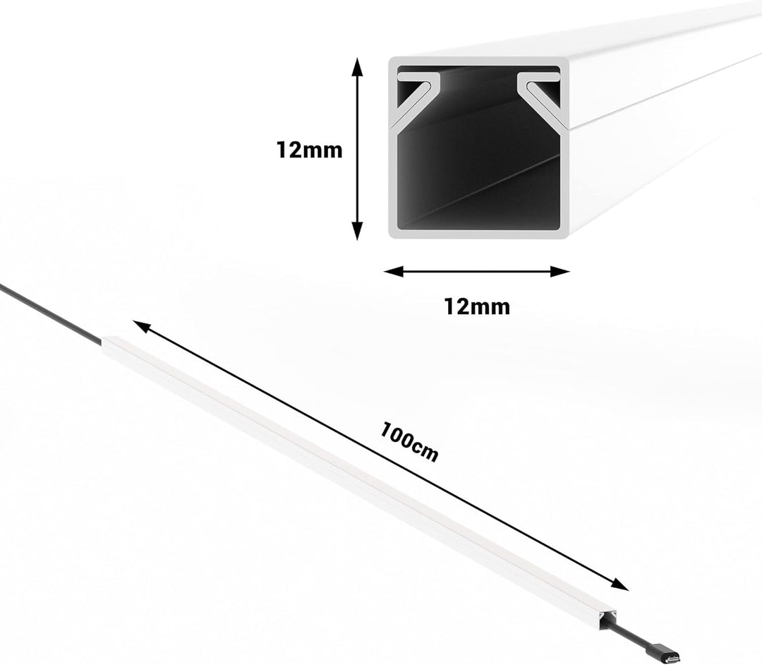 CILSON Kabelkanal 20 m | 20x 1 m Lang, 12x12 mm Breite x Höhe, Weiss, Selbstklebend, Wand- und Decke