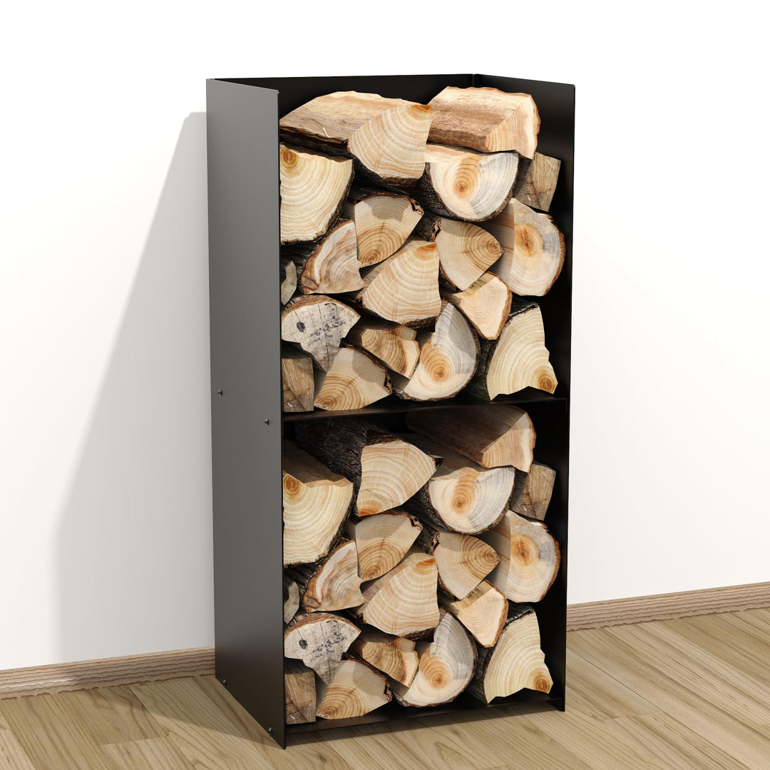 teileplus24 BHS9 Kaminholzregal Innen Aussen | Brennholzregal Metall | Kaminholzkorb | Industrial Lo