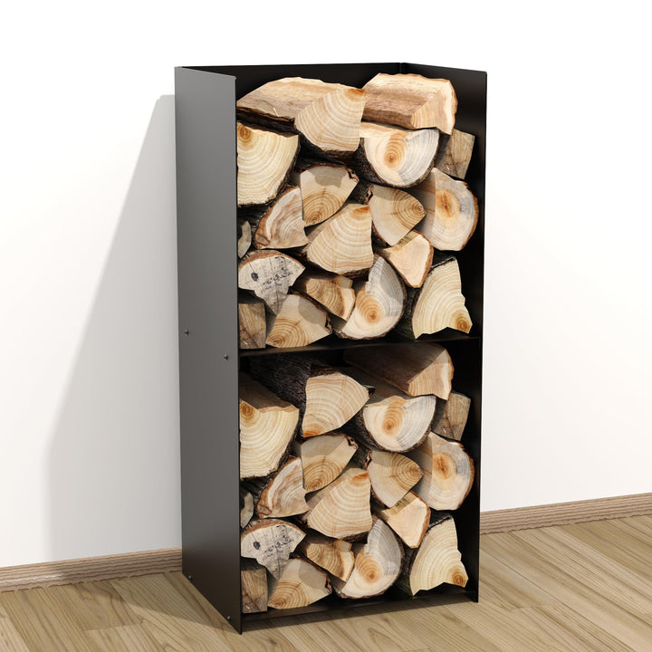 teileplus24 BHS9 Kaminholzregal Innen Aussen | Brennholzregal Metall | Kaminholzkorb | Industrial Lo