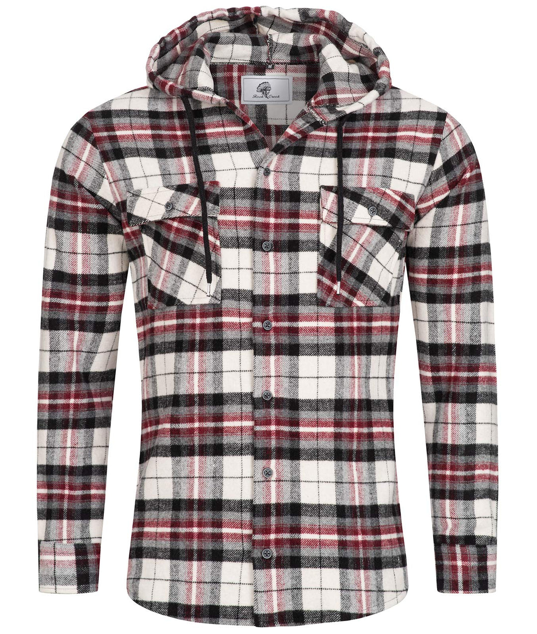 Rock Creek Herren Hemd Kariert Kapuzenhemd M65 3XL Weiss - H257, 3XL Weiss - H257