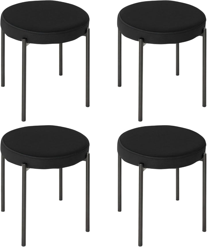 HOMCOM 4er-Set Esszimmerhocker Esszimmerstühle Stapelbar Thekenhocker mit gepolstertem Sitz Rundhock