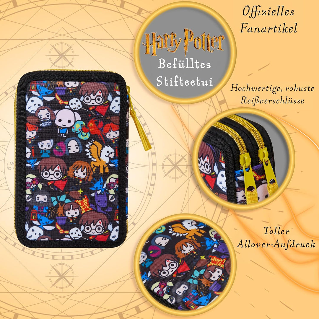 Harry Potter Federmäppchen, Kollektion von Schule Zubehör, Polyester Etui, 1 Stück Federpenal, 2-Fac