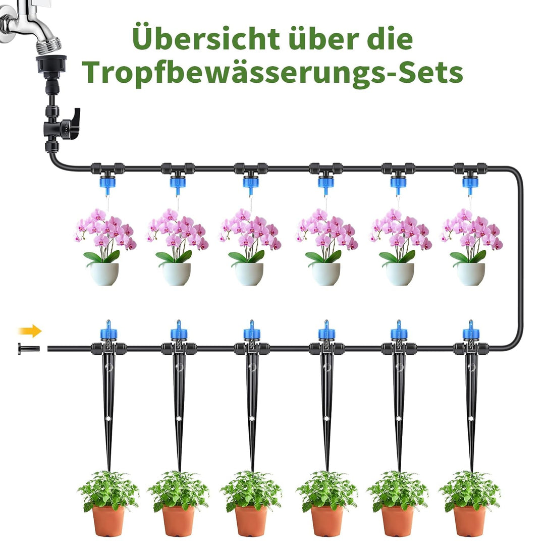 60PCS Garten BewässerungsSystem, Tropfbewässerung Kit, Wassersparende Bewässerung Kit mit 60 Stücke