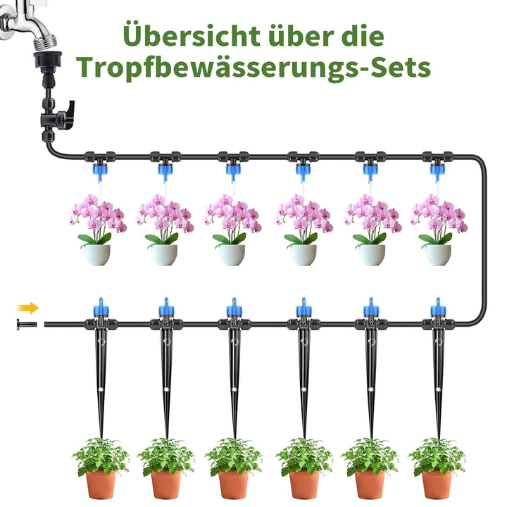 60PCS Garten BewässerungsSystem, Tropfbewässerung Kit, Wassersparende Bewässerung Kit mit 60 Stücke
