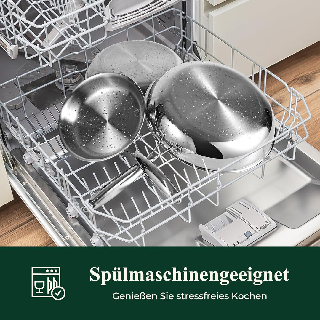 Deedro Bratpfanne 28cm Induktion, Edelstahlpfanne unbeschichtet für alle Herdarten, Induktionspfanne