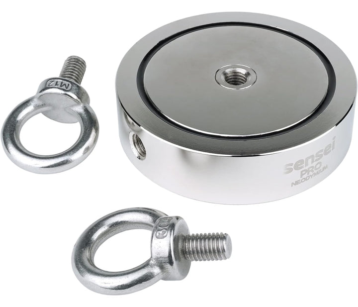 SENSEI Set 500 kg, Doppelseitiger N52 Neodym-Magnet mit 2 Ösen, Ø11,6 x H3 cm, Segelseil 25 m, Schut