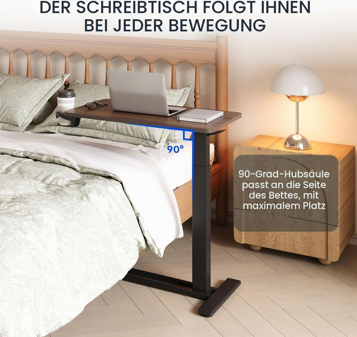 Betttisch auf Rollen Höhenverstellbar,Computertisch Stehpult auf Rollen Tisch Holz Pflegetisch Krank