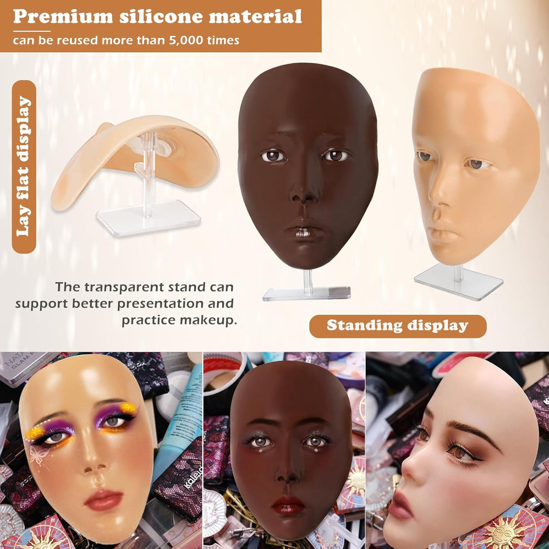 Vollgesichtsübung Silikon Trainingsgesicht, Schaufensterpuppengesicht für Make-up Praxis mit Make-up
